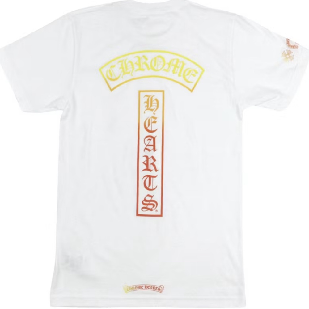Chrome Hearts Gradient Logo T-Shirt White Yellow Orange Mens Size M